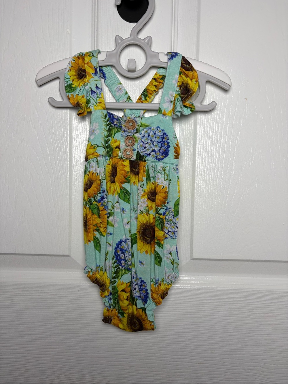 Posh Peanut Sunny Sunflower Bamboo Bubble Romper 3-6M EUC